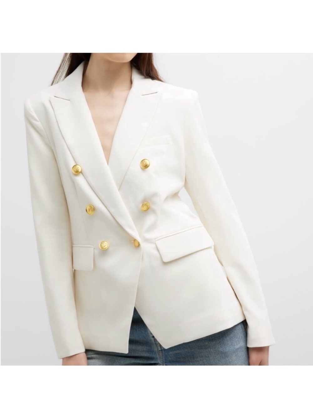 Rag & Bone Women's Double-Breasted White ‘Preston’ Blazer - Picture 7 of 11